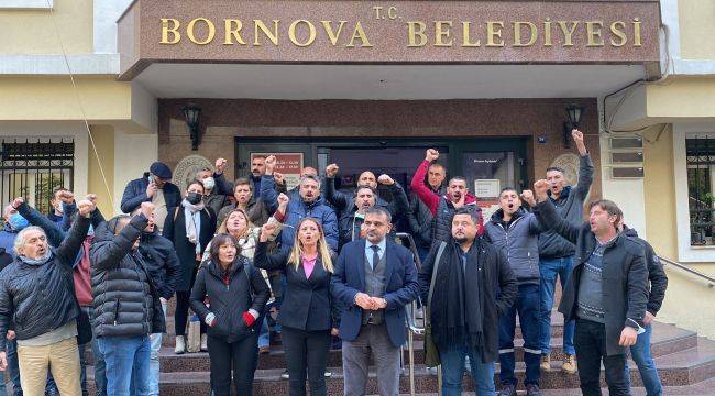 DİSK'ten Bornova Belediyesi önünde basın açıklaması