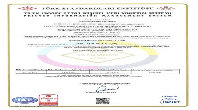 İzmir Büyükşehir'e ISO kalite belgesi