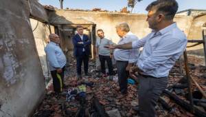 Büyükşehir’den evi yanan aileye yardım eli